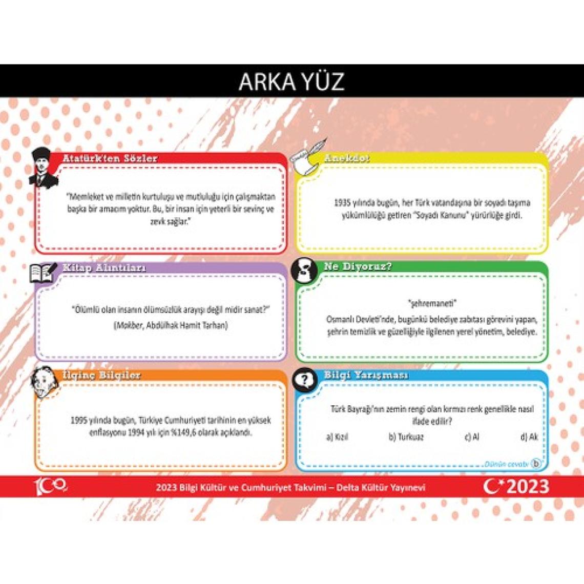 Delta Kültür Yayınevi 2023 Bilgi Kültür ve Cumhuriyet Takvimi