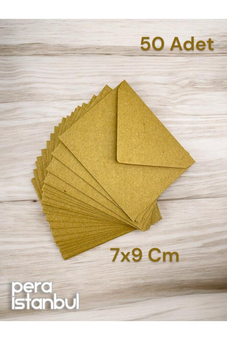 50 Adet Kraft Renkli Küçük Zarf 7x9
