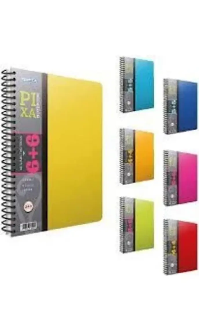 Gıpta Pixa Spiralli Seperatörlü PP Kapak Defter A4 160yp (4+4) Kareli Çizgili