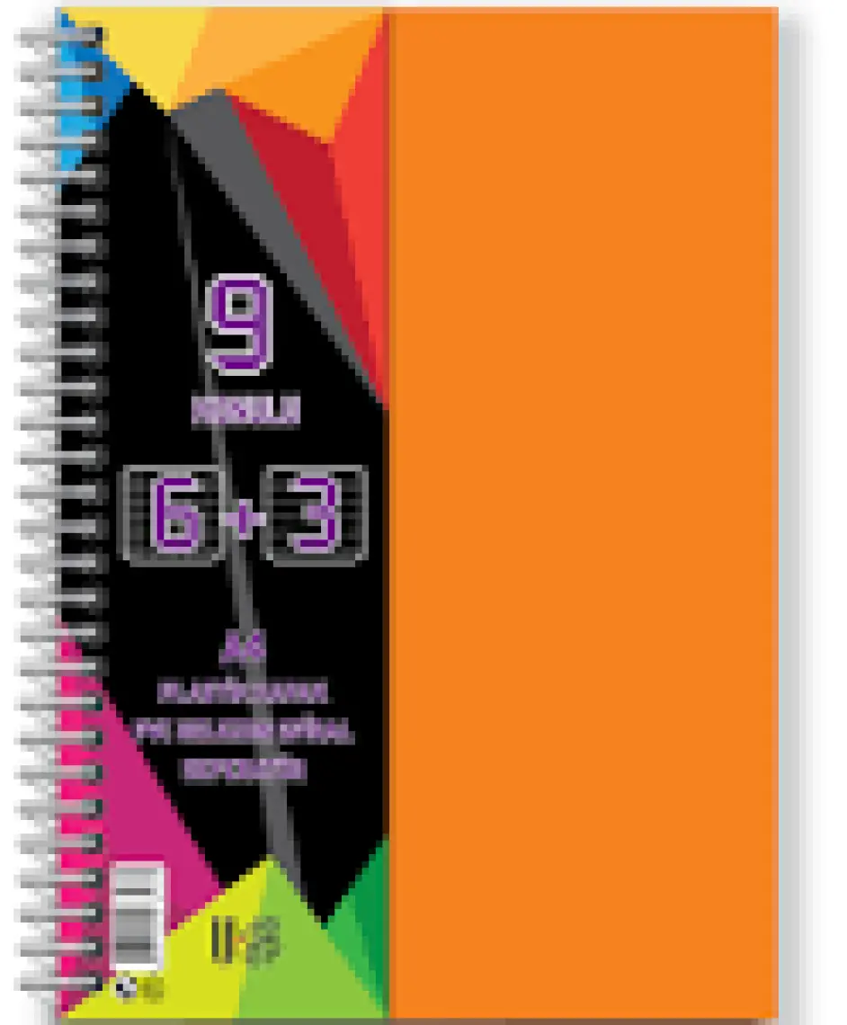 U-Deep A4 Büyük Boy 9 Konulu Ayraçlı Spiralli Plastik Kapaklı Defter 6 Kareli + 3 Çizgili