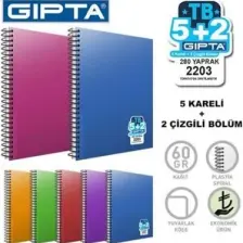 Gıpta Tb Spiralli A4-280 Yp.5 Kareli+2 Çizgili Bölüm