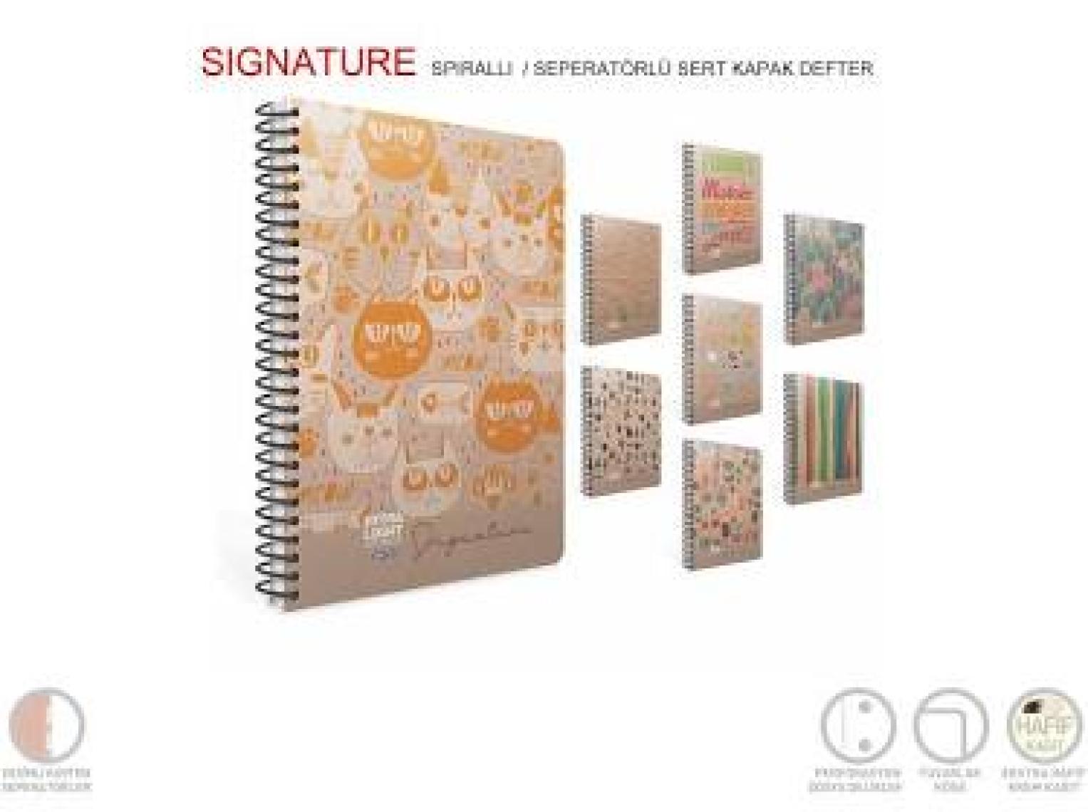 Gıpta Extra Light Spiralli Seperatörlü Sert Kapak Defter A4 120 Yaprak Kareli