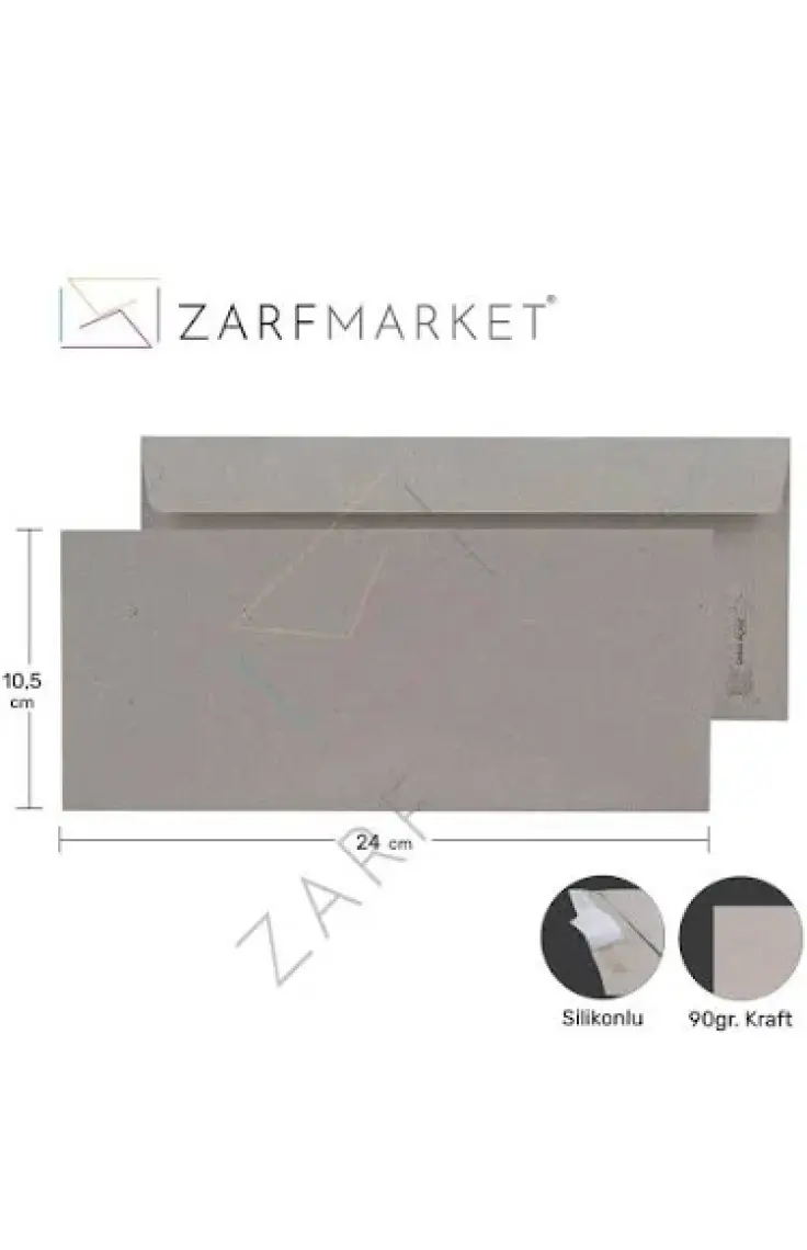 Zarfsan Diplomat Düz Kraft Zarf 10,5 x 24 cm 500'lü