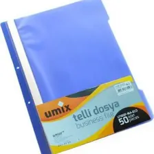 Umix Telli Plastik Dosya Mavi 50 Li 1 Paket