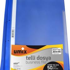 Umix Telli Plastik Dosya Mavi 50 Li 1 Paket