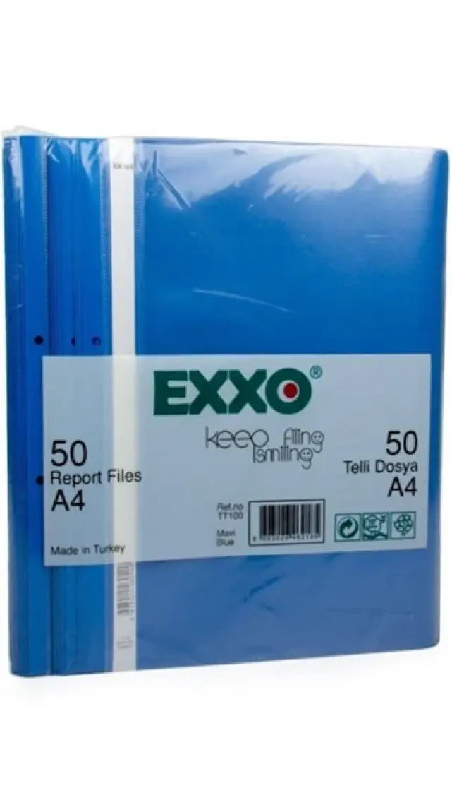 Telli Dosya Plastik A4 Mavi (50 Li) Tt100