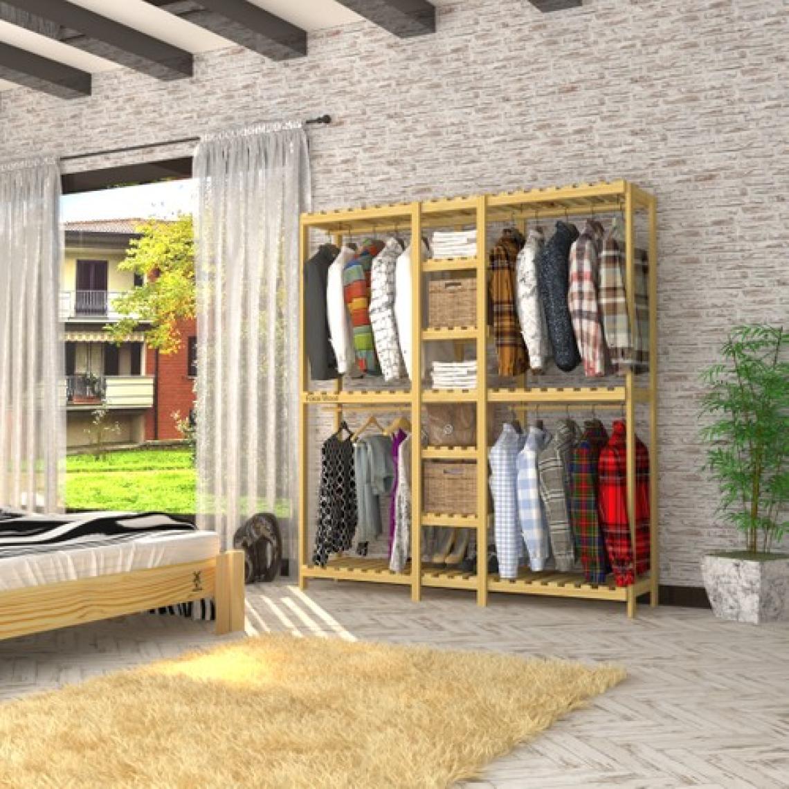 Fokai Wood Quatro Açık Ahşap El Yapımı Elbise Dolabı