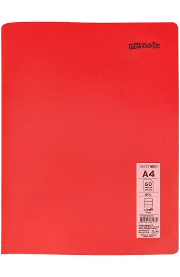 My Note Text A4 60 Yaprak Çizgili Defter Plastik Kapak