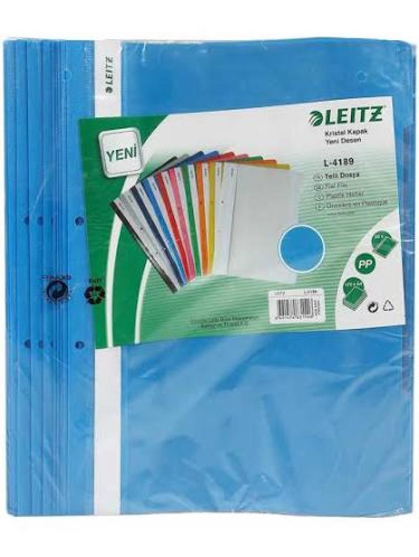 Leitz 4189 Plastik Telli Dosya 50'li Mavi