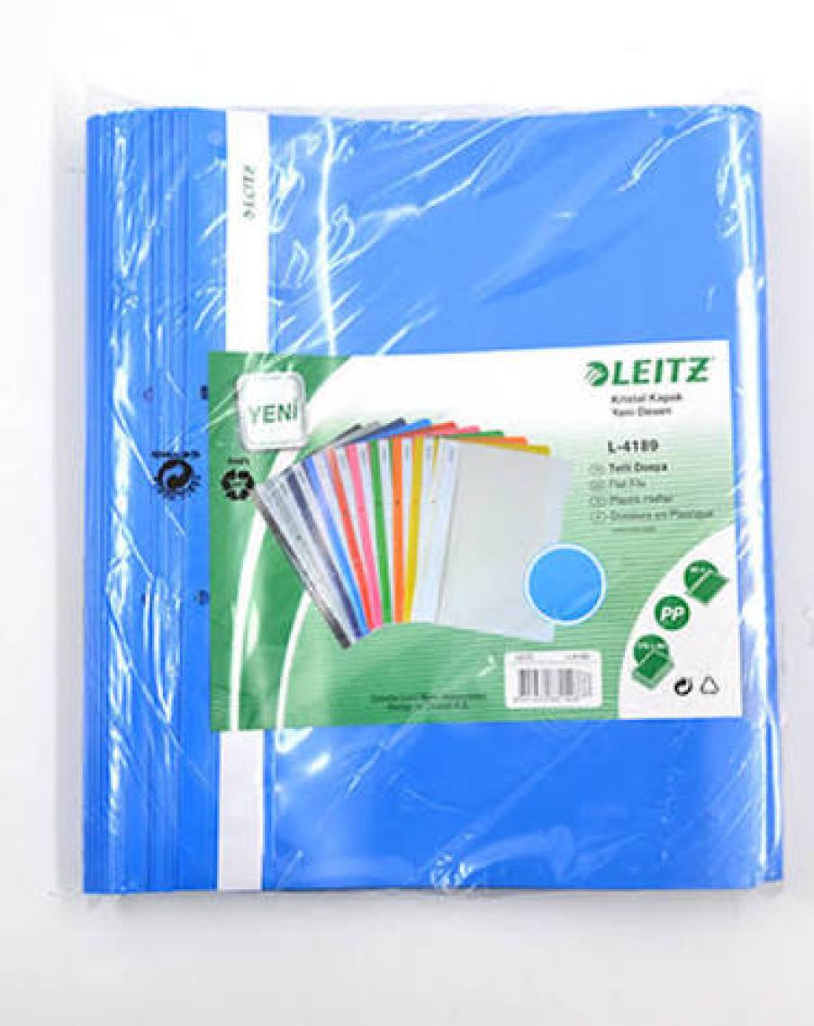 Leitz 4189 Plastik Telli Dosya 50'li Mavi