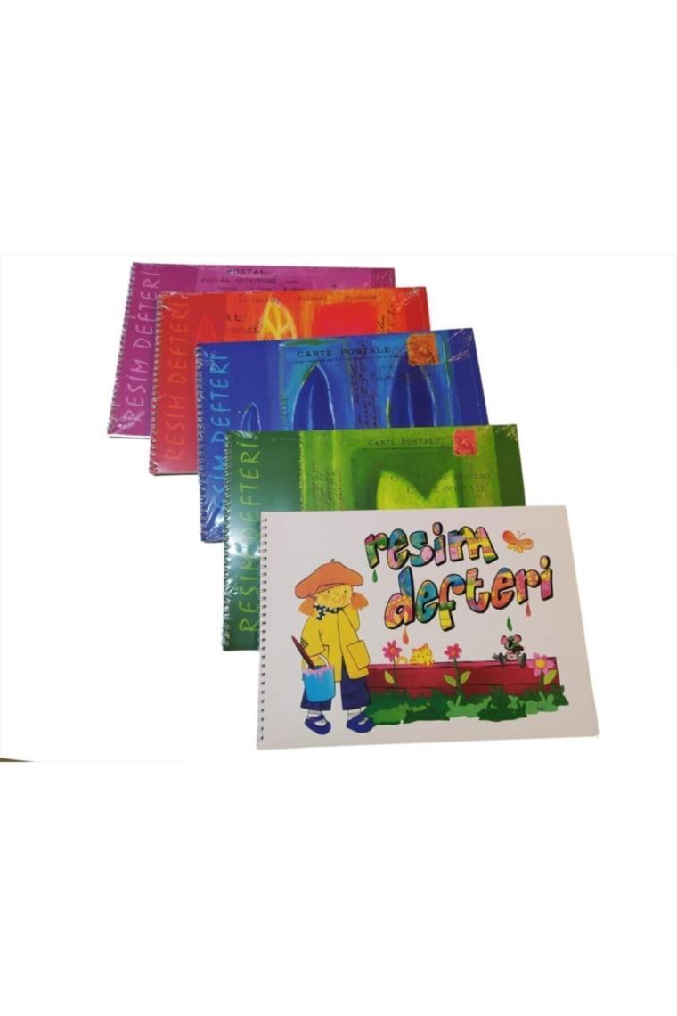 3 Adet Karton Kapak Spiralli Resim Defteri 25 X 35 Cm 15 Yaprak
