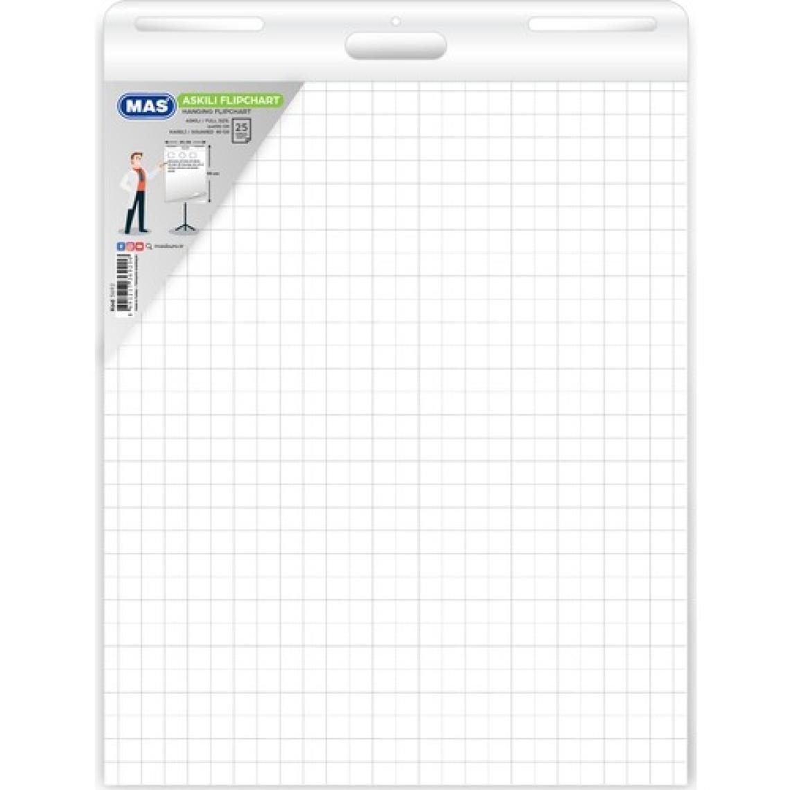MAS Flipchart Kağıdı 64 x 90 Askılı Kareli 25 Yaprak 3692