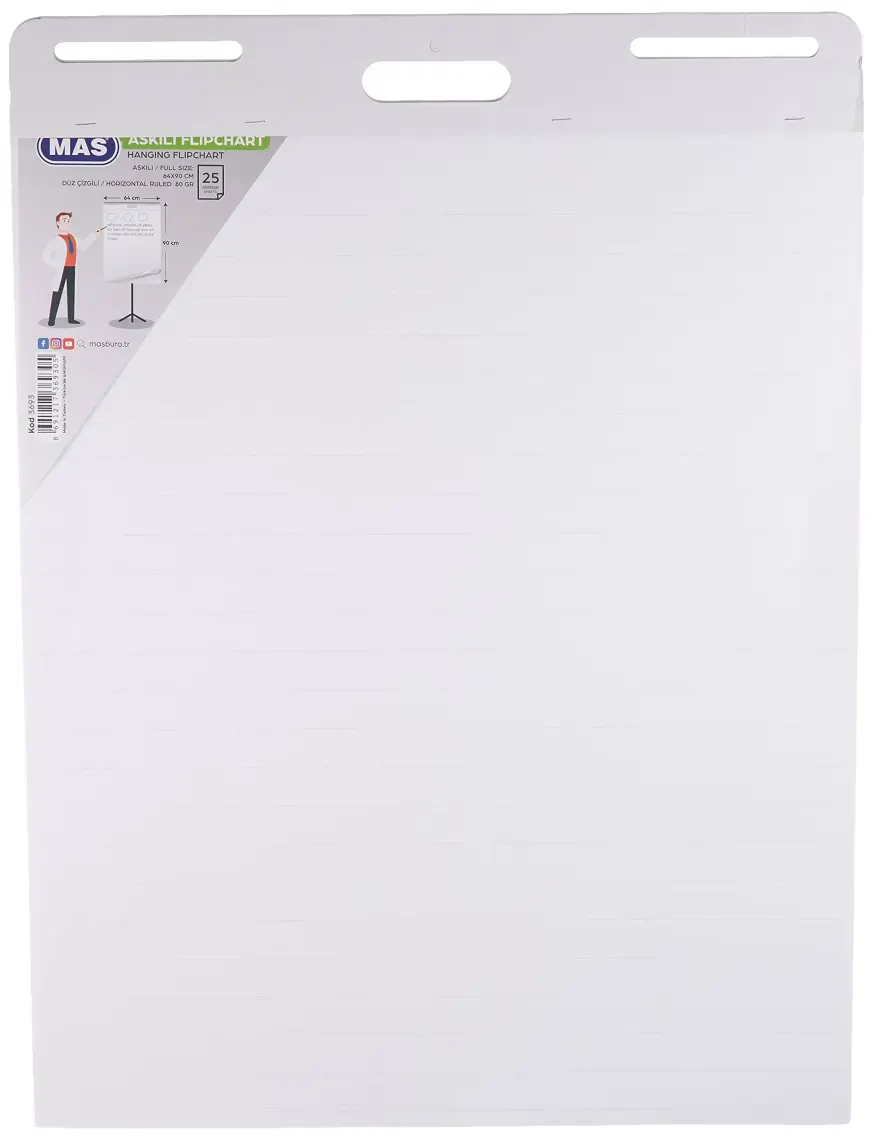 Mas Flipchart Askılı 64 x 90 Çizgili 25 Yaprak 3693