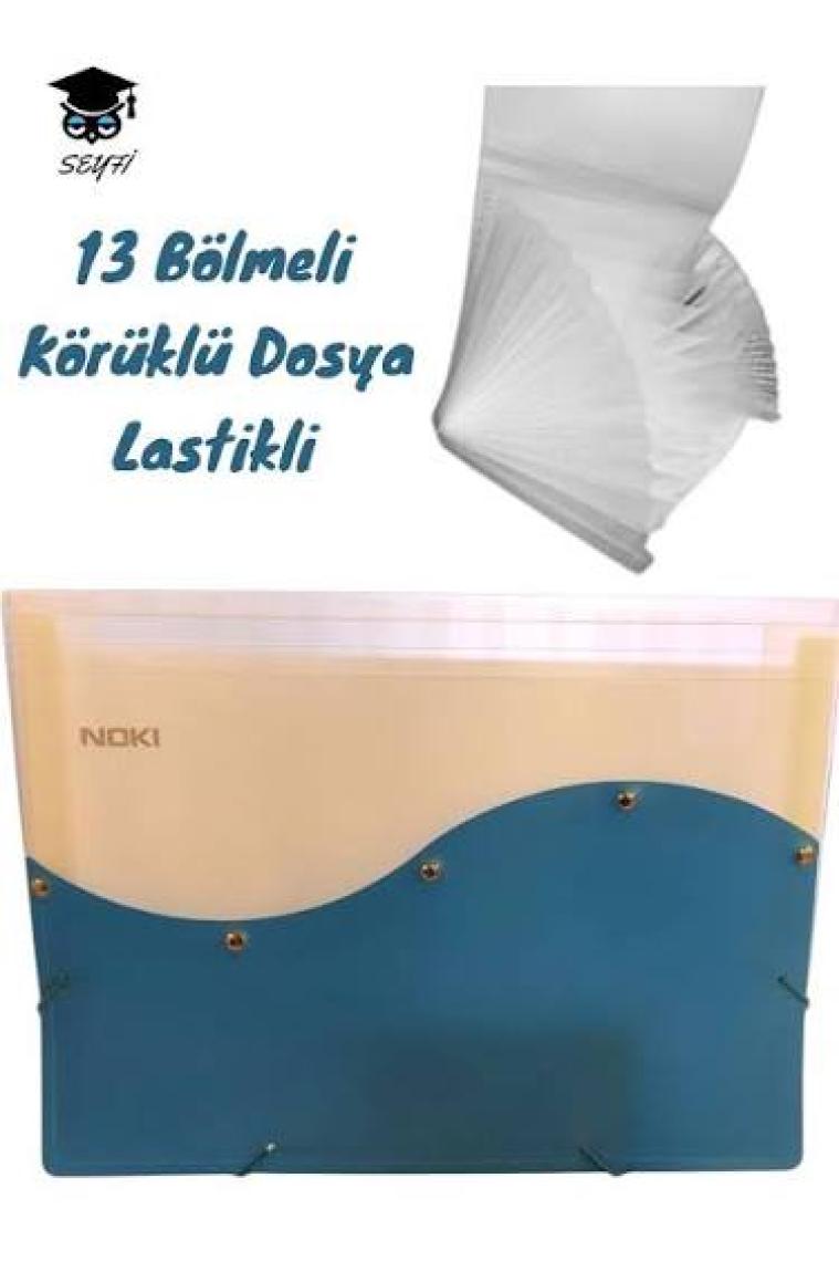 Noki S Seri 12 Bölmeli Lastikli Dosya Turkuaz