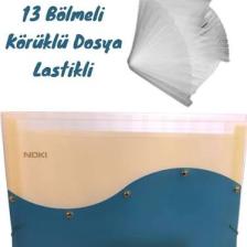 Noki S Seri 12 Bölmeli Lastikli Dosya Turkuaz