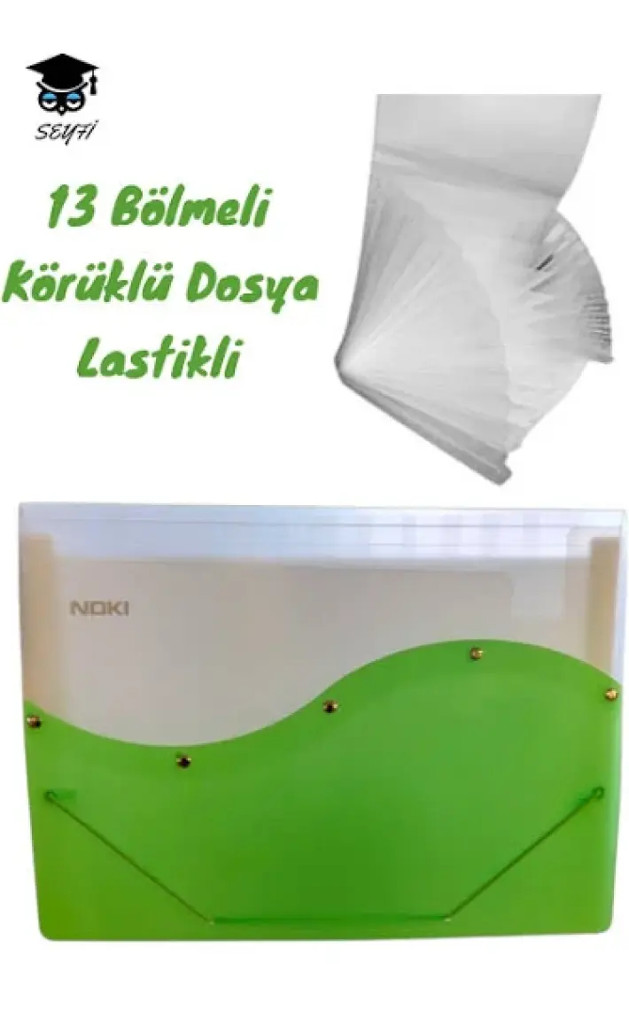 Noki S Seri 12 Bölmeli Lastikli Dosya Yeşil