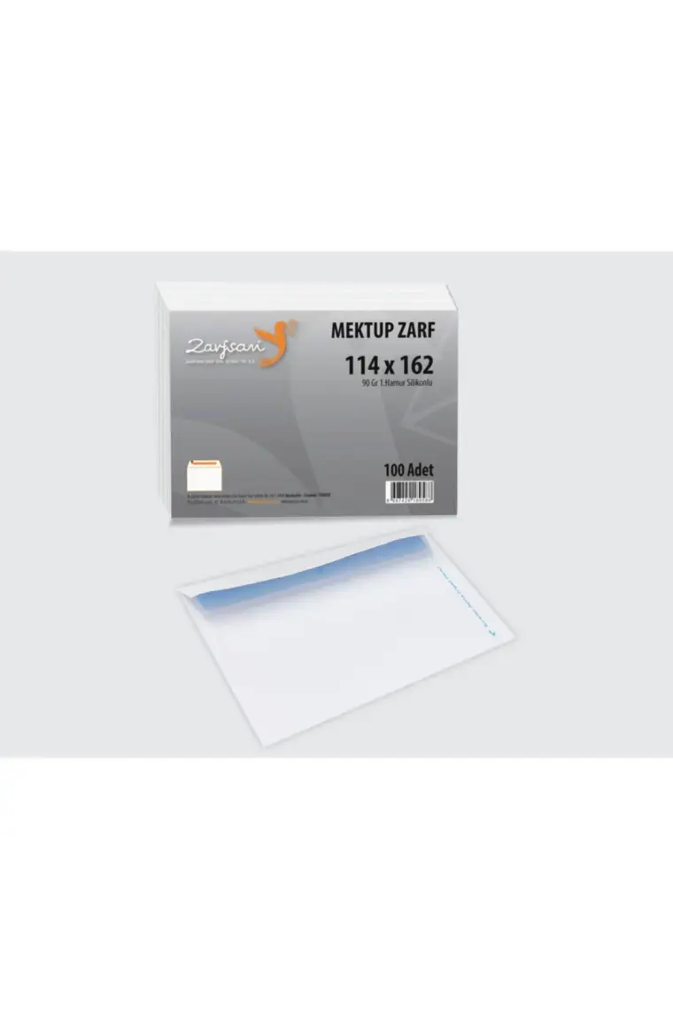 Zarfsan Silikonlu Kare Mektup Zarfı 90 Gram 1.hamur 11,4 x 16,2 cm 100'lü
