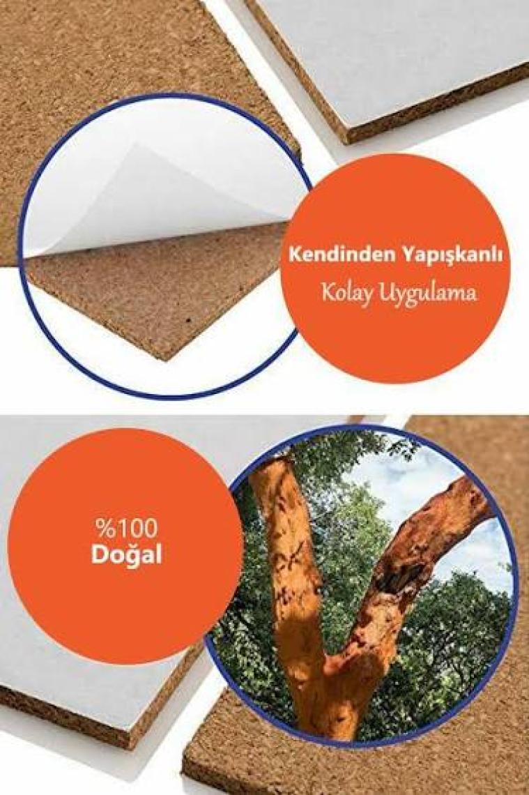 Direkt-Al Yapışkanlı Mantar Levha Arkası 2 mm 20 x 30 cm 2'li