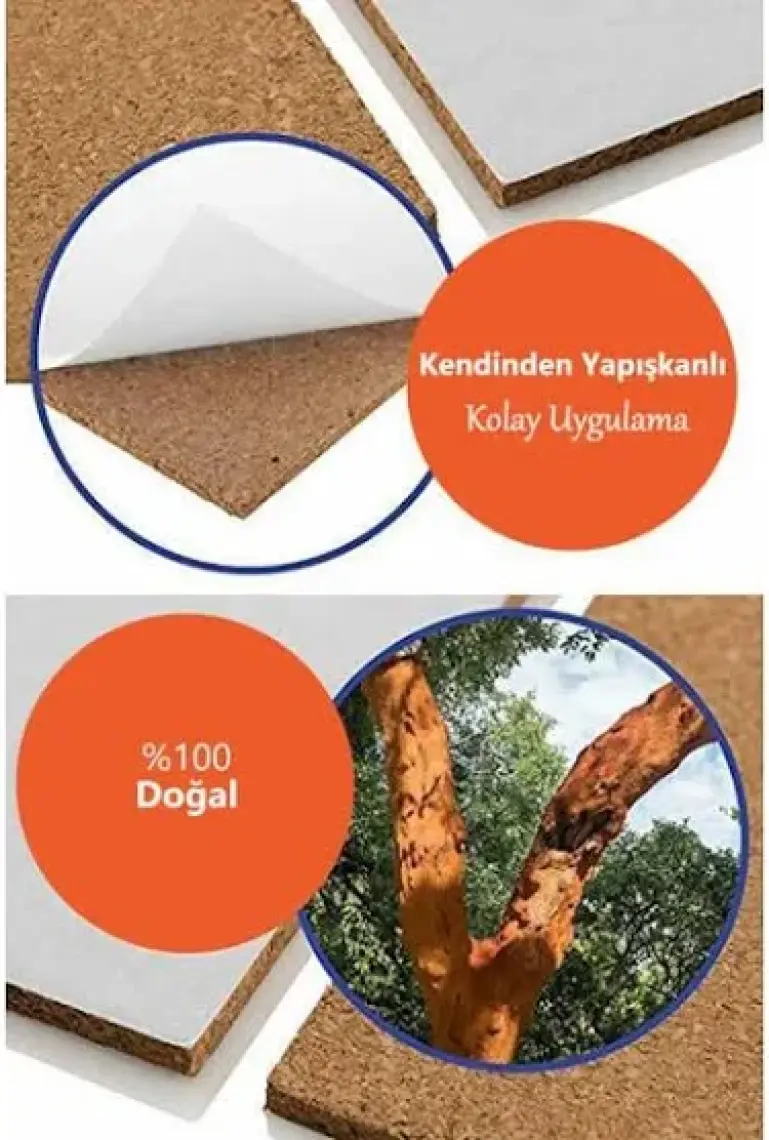 Direkt-Al Yapışkanlı Mantar Levha Arkası 2 mm 60 x 90 cm