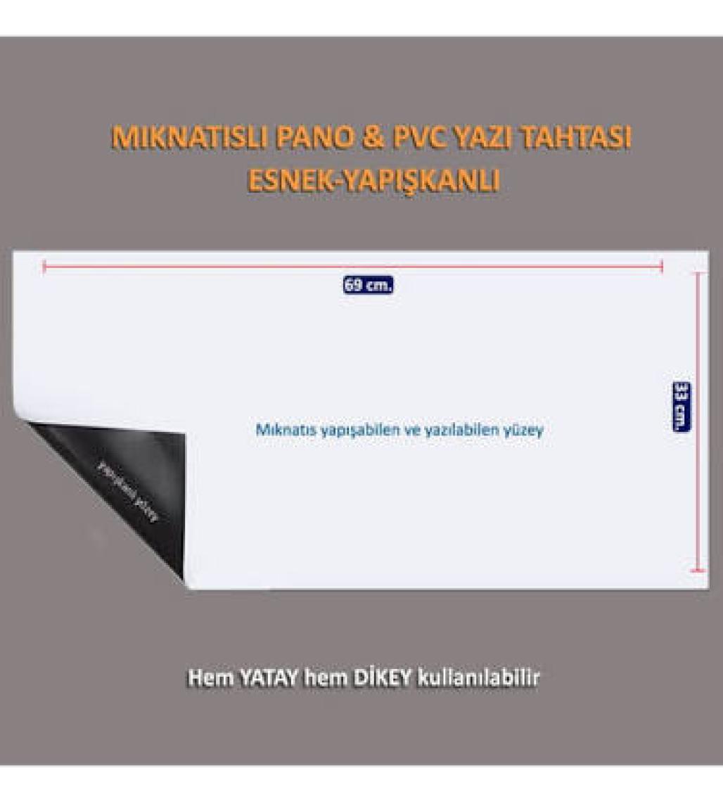 Direkt-Al Mıknatıslı Duvar Pano-Pvc Yazı Tahtası-Yapışkanlı 33X69 Cm