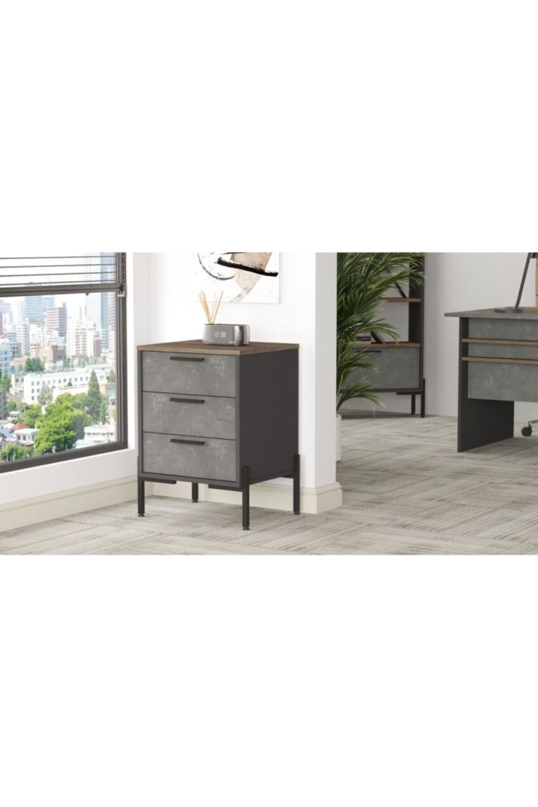 Robin Home Berlin C Ofis Keson Metal Ayaklı Kahve-Beton-Antrasit Vs3-Cga