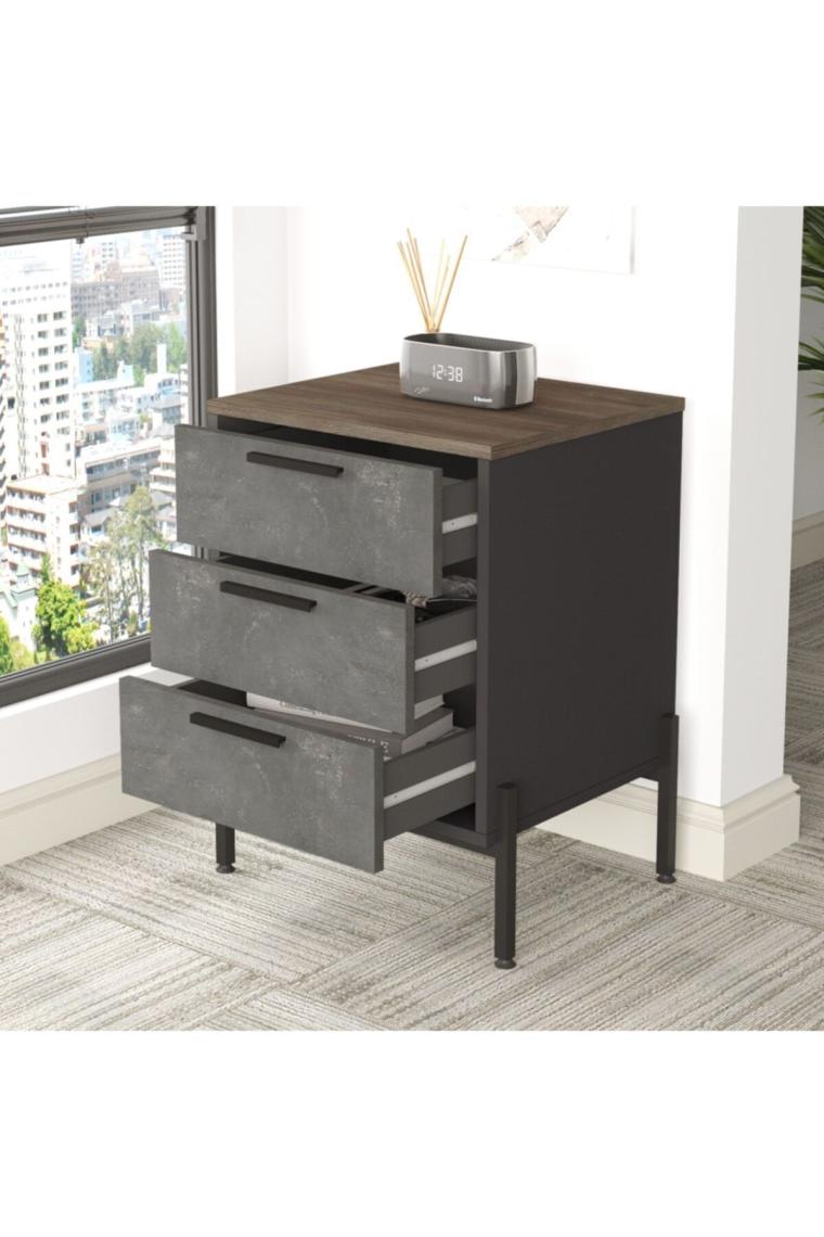 Robin Home Berlin C Ofis Keson Metal Ayaklı Kahve-Beton-Antrasit Vs3-Cga