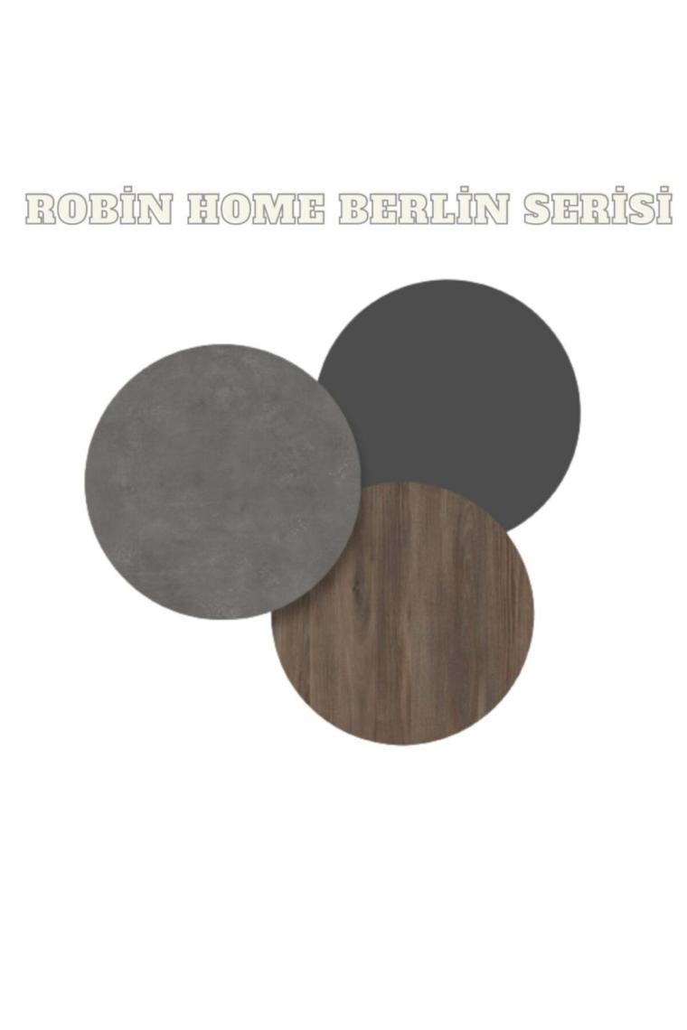 Robin Home Berlin C Ofis Keson Metal Ayaklı Kahve-Beton-Antrasit Vs3-Cga