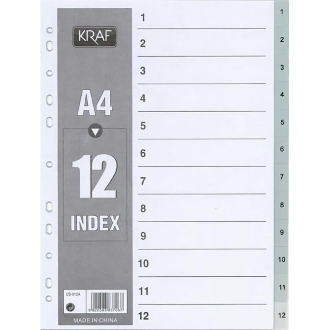 Kraf Ayraç A4 1-12 Rakam