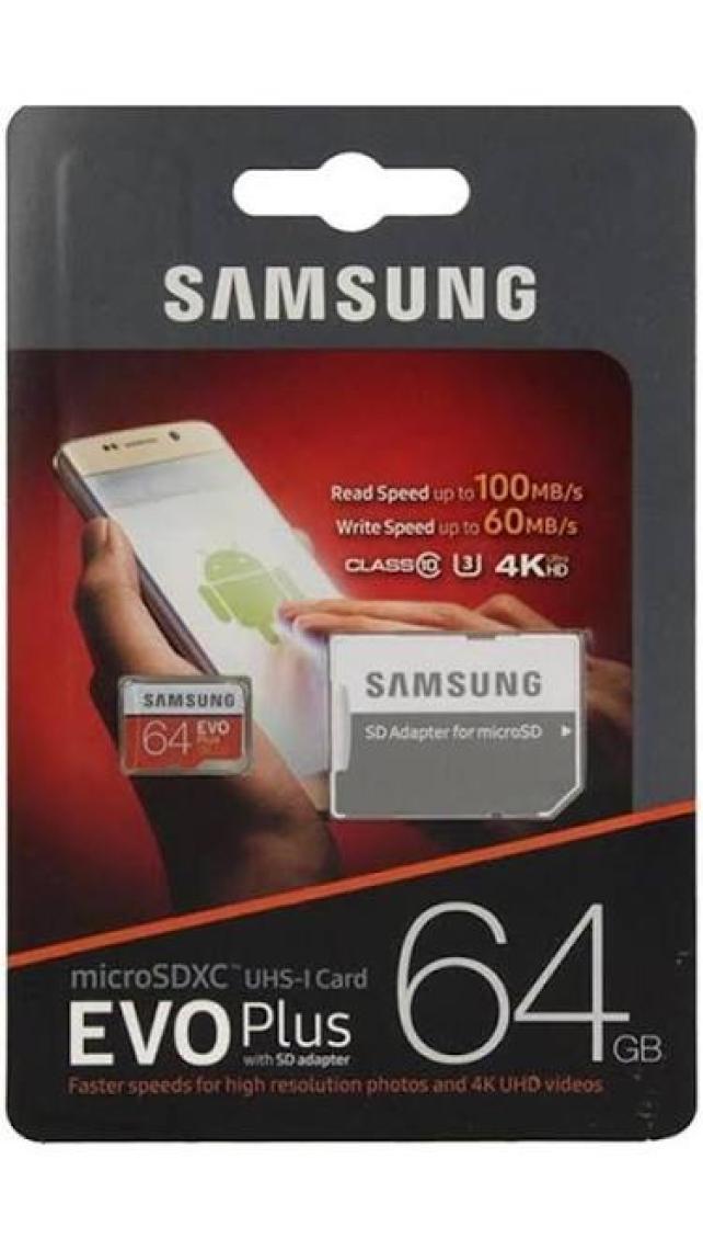 Samsung EVO Plus 64GB 100 MB/s microSDXC Kart (SD Adaptör) MB-MC64GA/TR