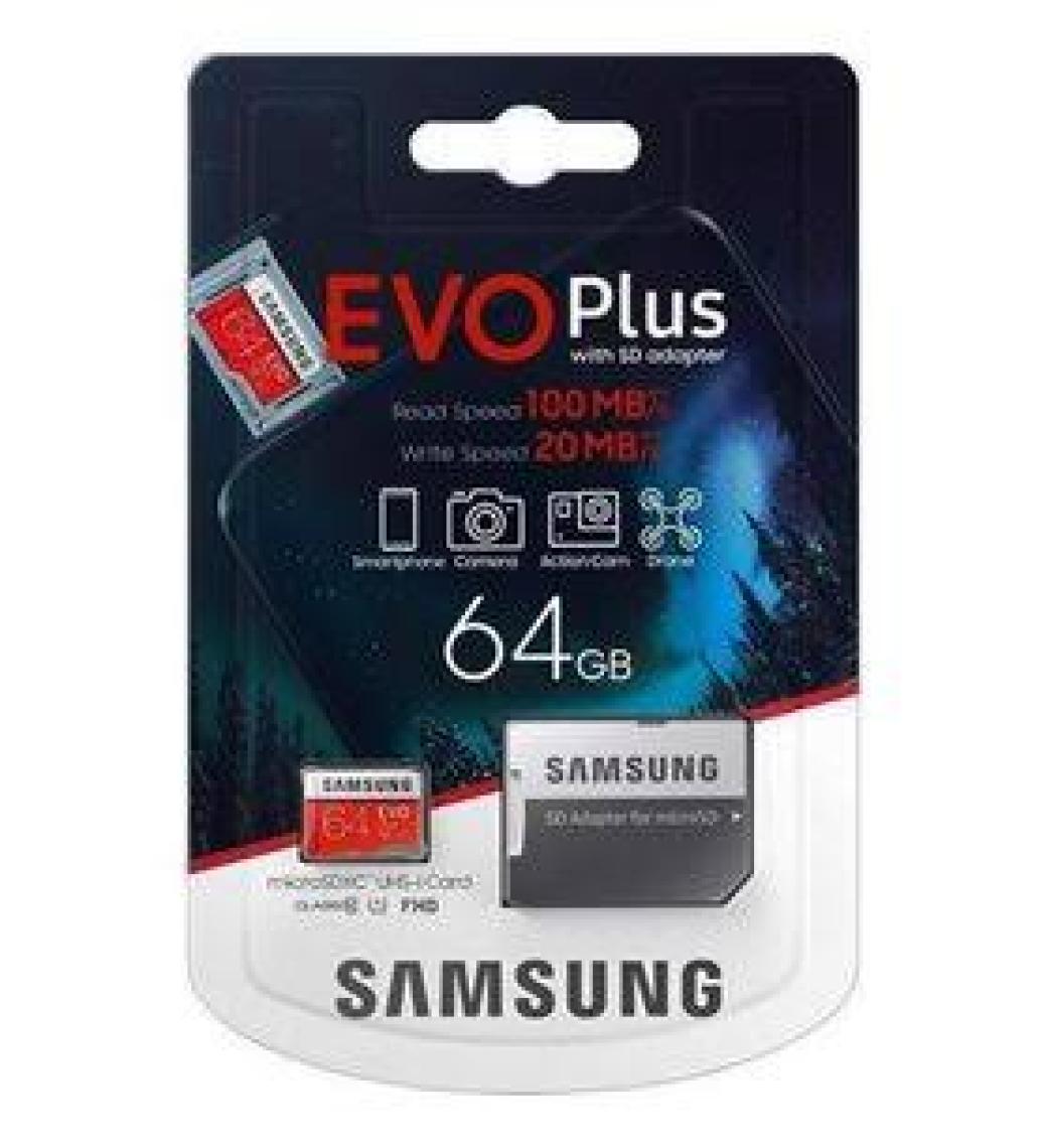 Samsung EVO Plus 64GB 100 MB/s microSDXC Kart (SD Adaptör) MB-MC64GA/TR