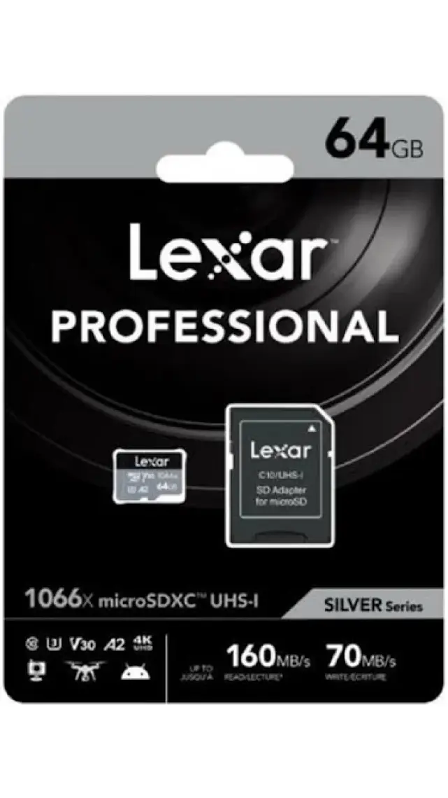 64gb 1066x Microsdxc Uhs-ı U3 V30 A2 C10 4k Uhd 160m Hafıza Kartı Sd Adaptör (SİLVER SERİES)