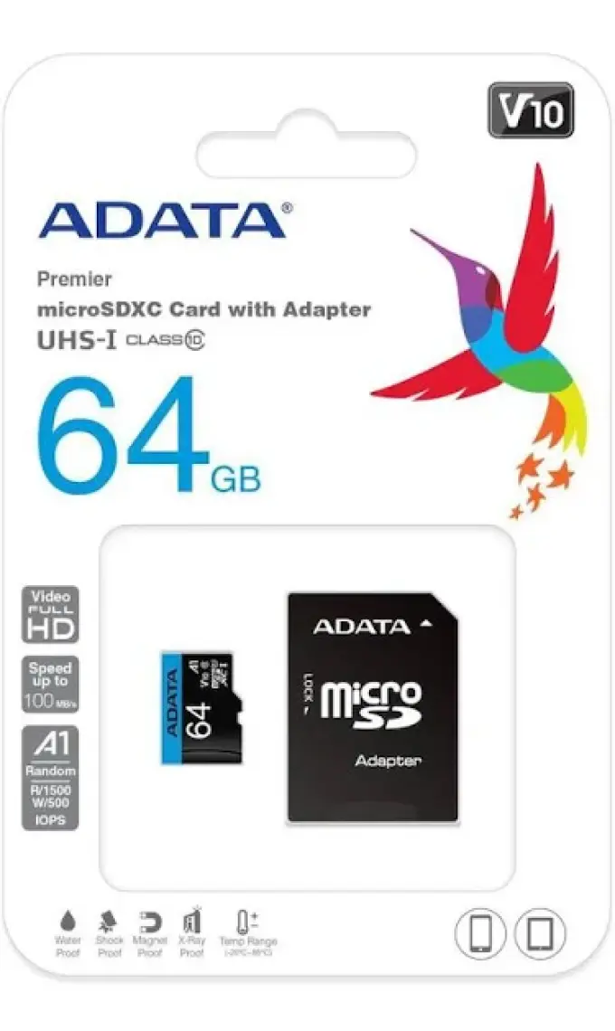 Adata 64GB Premier microSDXC Card with Adapter UHS-I Class10 V10 Hafıza Kartı