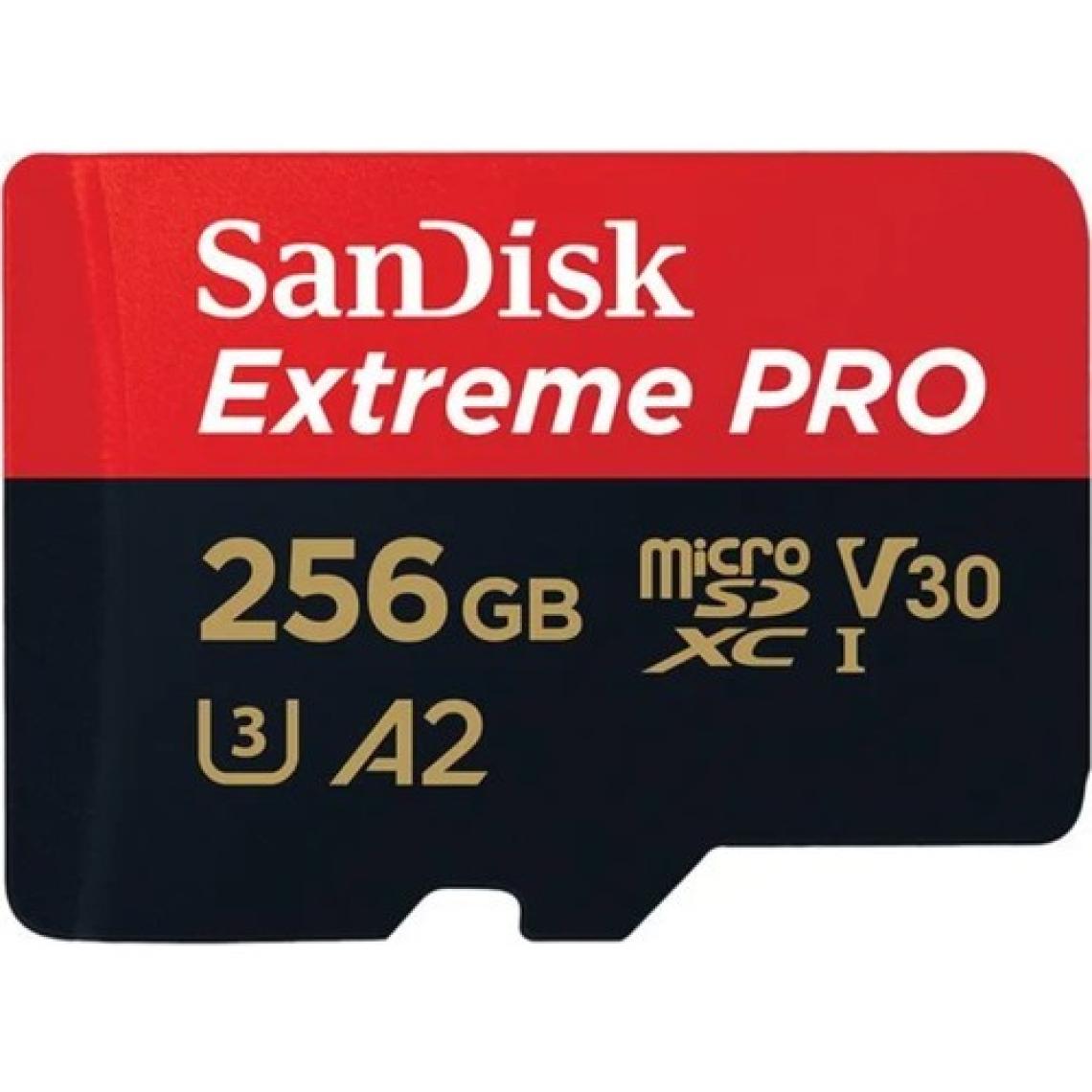 SanDisk Extreme Pro 256 gb 200/140 mb/s microSDXC UHS-I A2 V30 Adaptörlü Hafıza Kartı SDSQXCD-256G-GN6MA