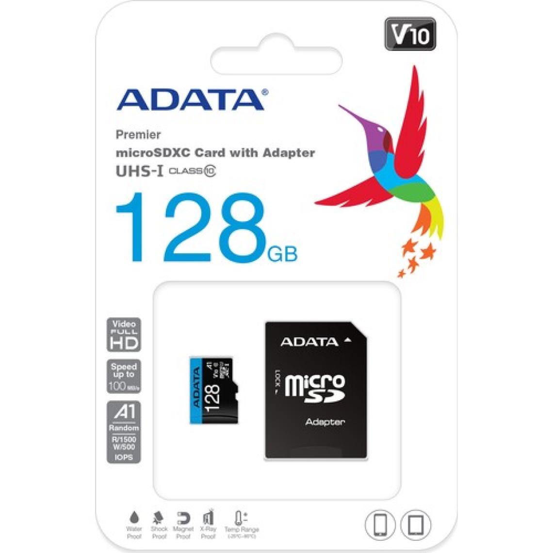Adata Premier 128 GB AUSDX128GUICL10A1-RA1 100MB/s UHS-I Class10 V10 Micro SD Kart