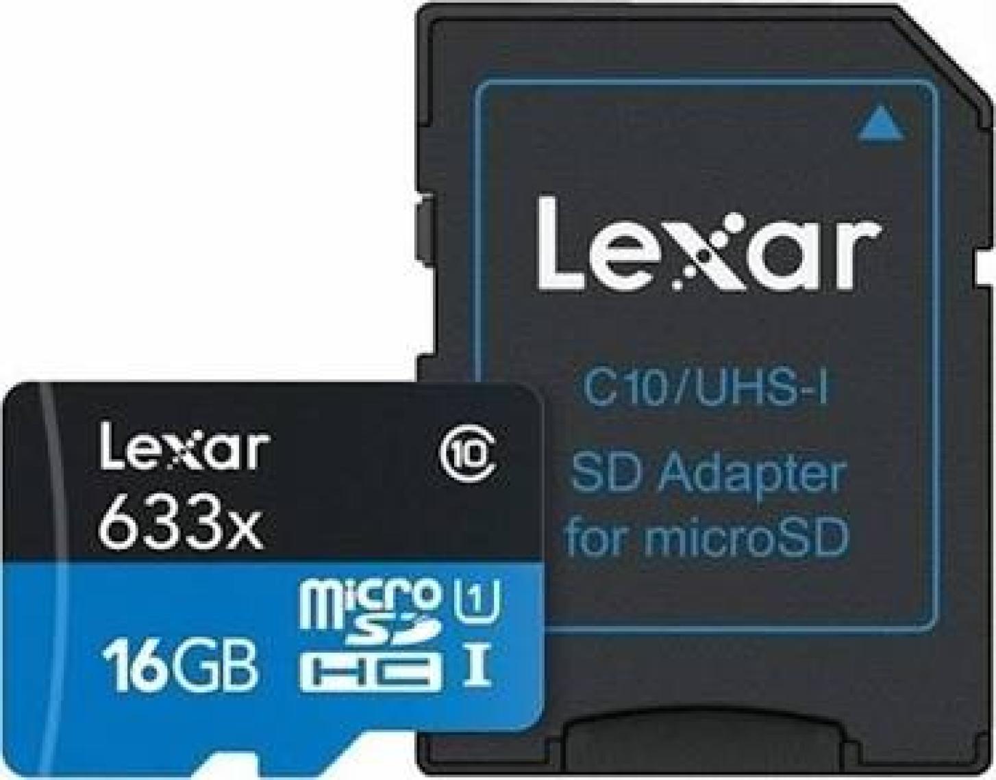 Lexar 633x 16GB microSDHC UHS-1 CL10 Hafıza Kartı + Adaptör LSDMI16GBBEU633A