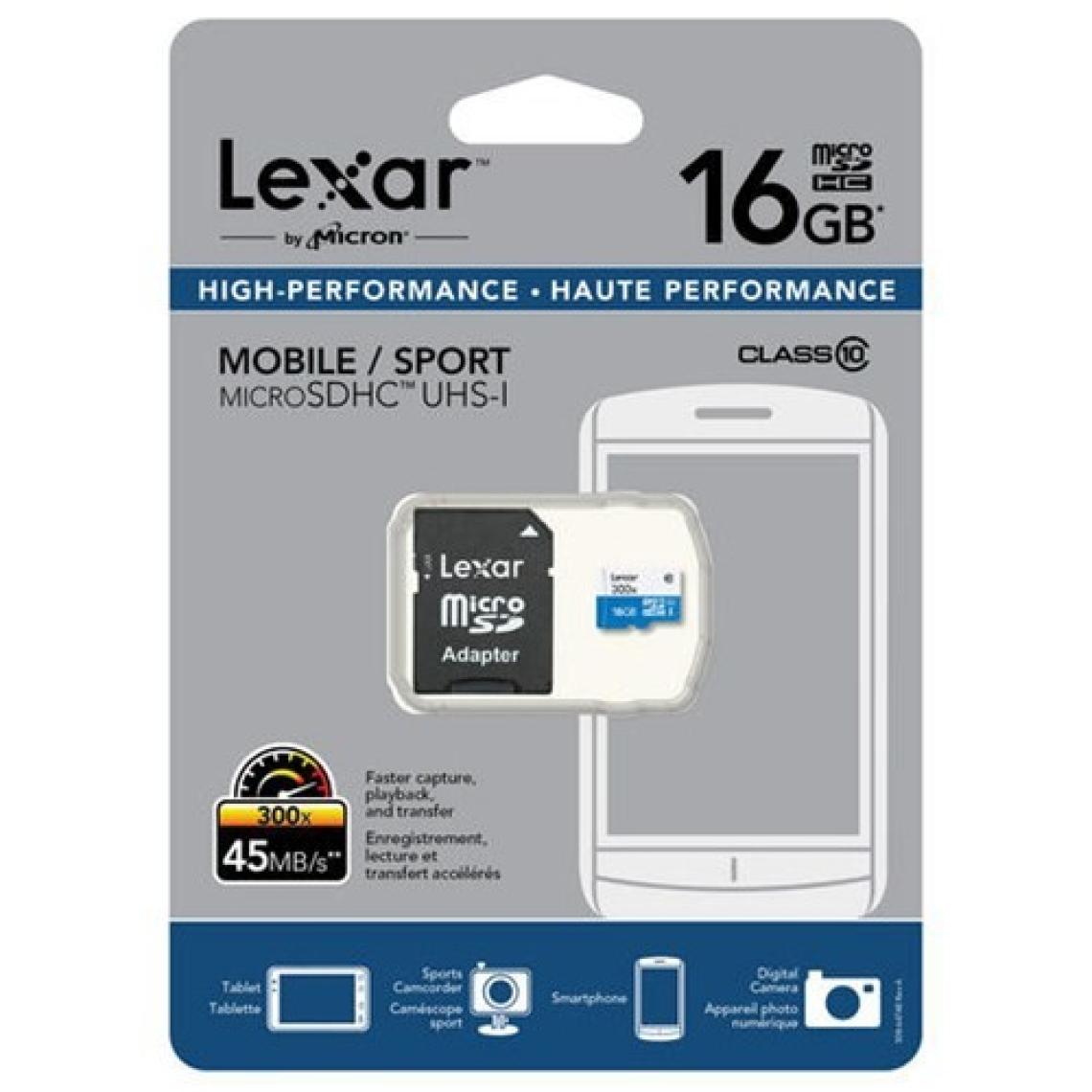 Lexar 16GB microSDHC Class 10 45mb/s Hafıza Kartı (adaptörlü) LSDMI16GBBEU300A