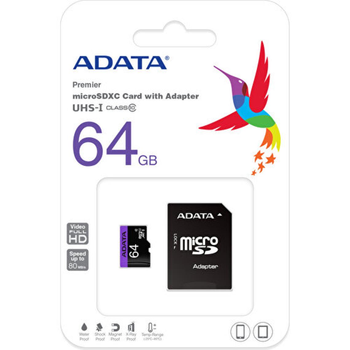 Adata Premier 64 GB AUSDX64GUICL10-RA1 80MB/s UHS-I Class10 Micro SD Kart