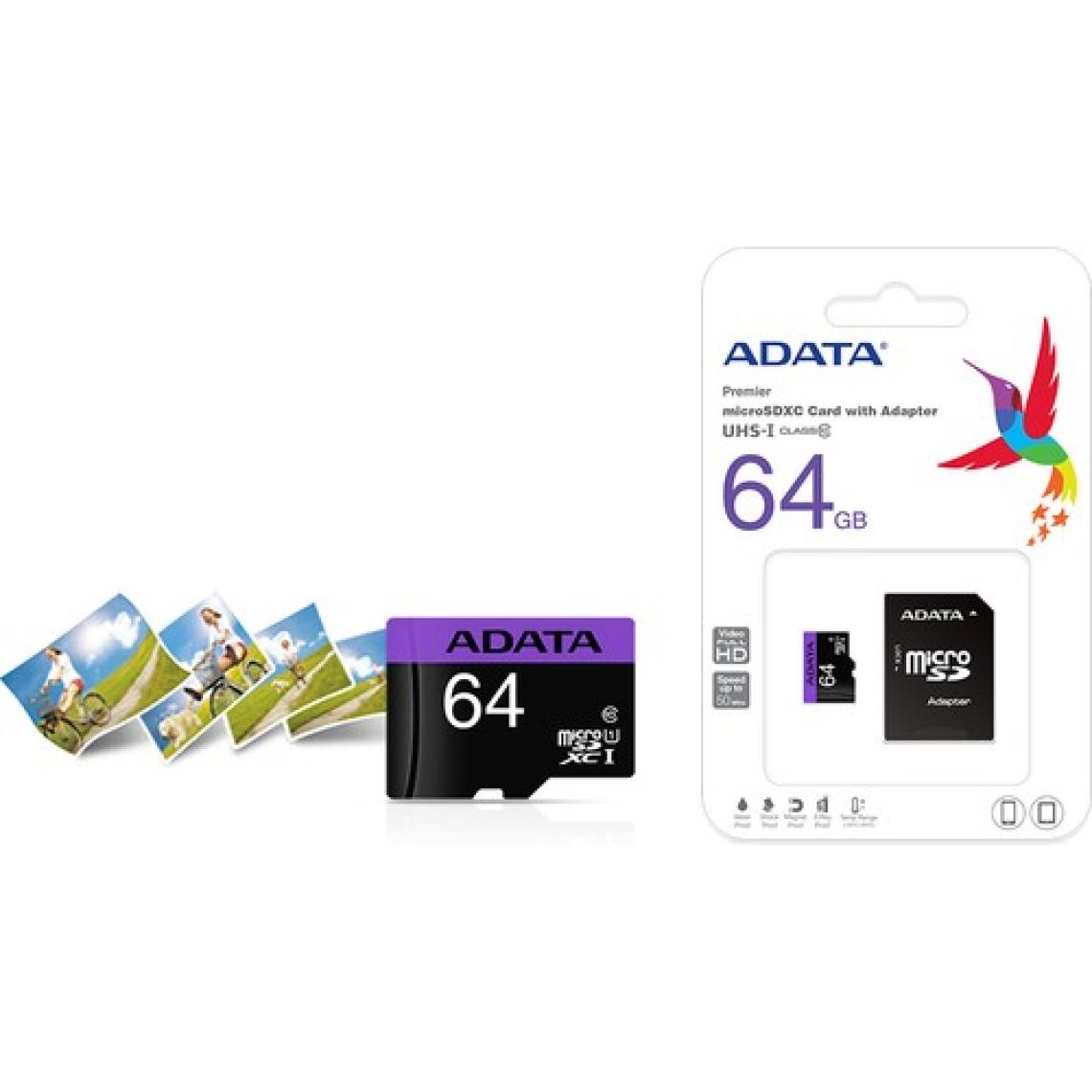 Adata Premier 64 GB AUSDX64GUICL10-RA1 80MB/s UHS-I Class10 Micro SD Kart