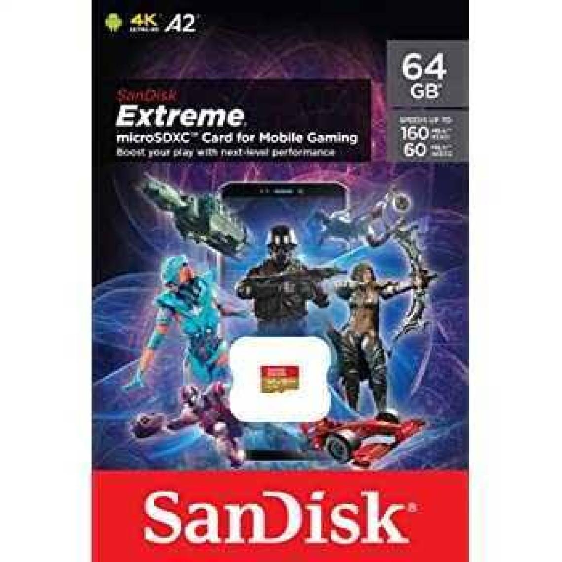 SanDisk Extreme 64GB 160MB/s A2 C10 V30 UHS-I U3 microSD Hafıza Kartı (SDSQXA2-064G-GN6GN)
