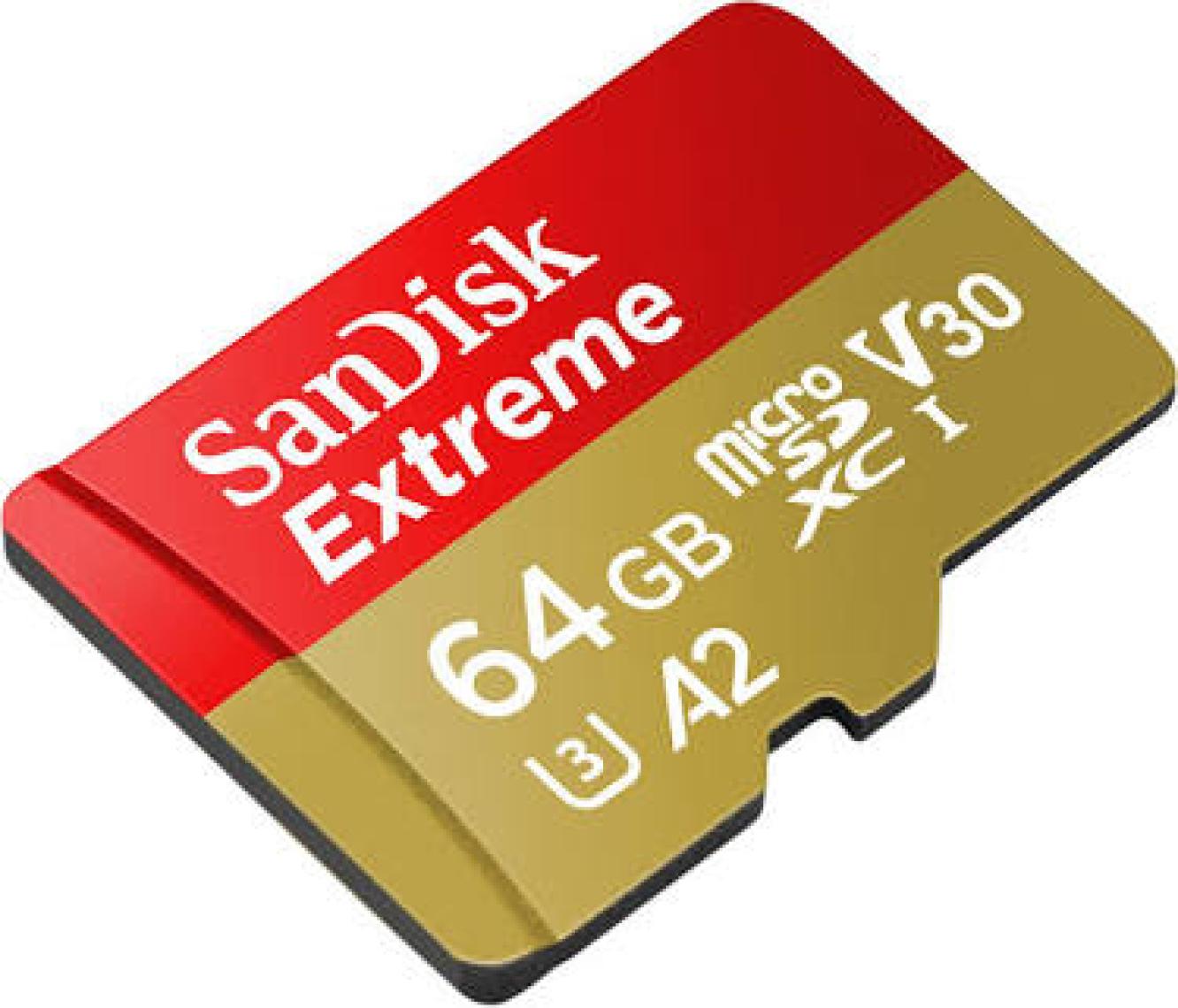 SanDisk Extreme 64GB 160MB/s A2 C10 V30 UHS-I U3 microSD Hafıza Kartı (SDSQXA2-064G-GN6GN)