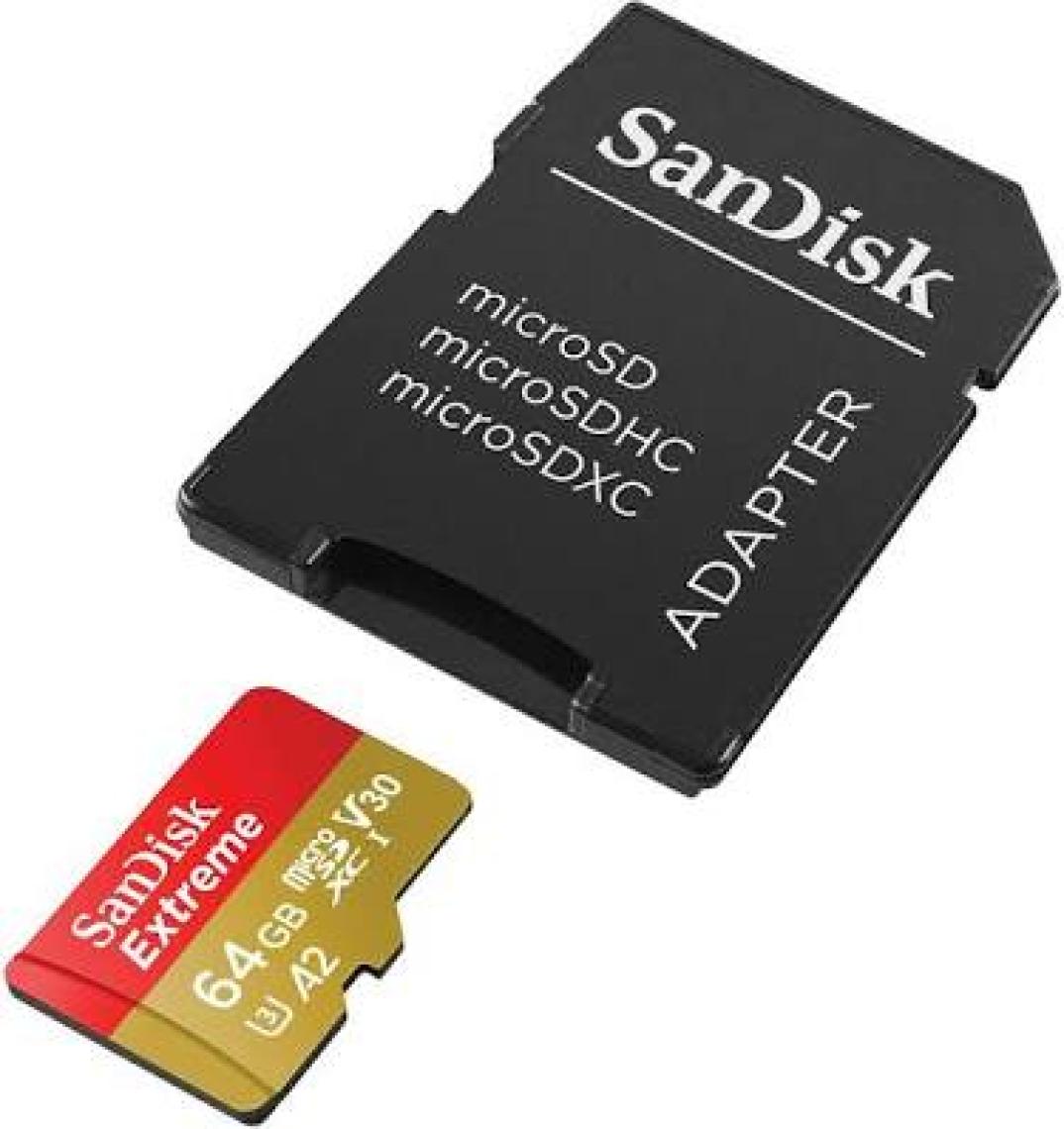 SanDisk Extreme 64GB 160MB/s A2 C10 V30 UHS-I U3 microSD Hafıza Kartı (SDSQXA2-064G-GN6GN)