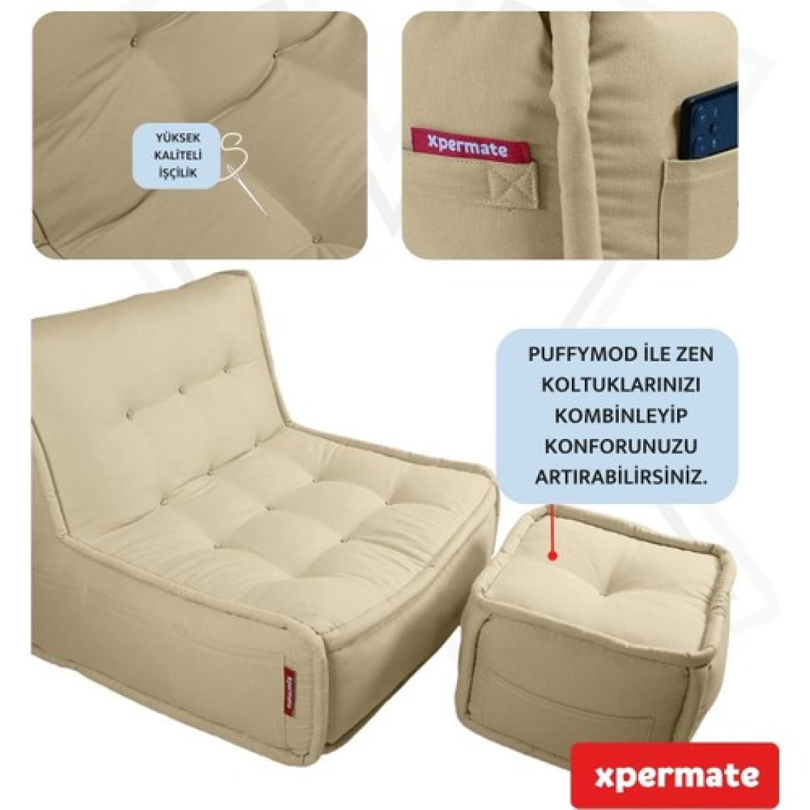 Xpermate x permate Puffymod Dekoratif Kare Puf Orta Sehpa Ayak Uzatma Puf 40 x 40  cm  Bej