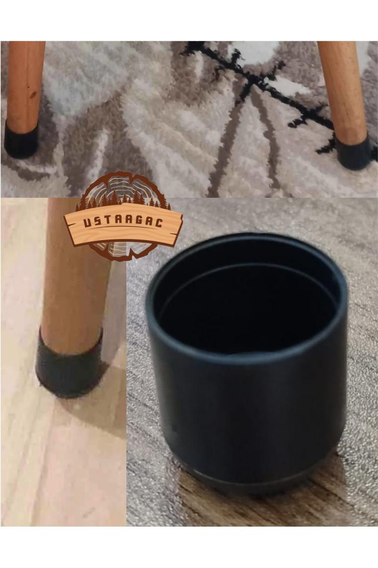 Puf Ahşap Ayaklı Dekoratif Puf Özel Tasarım Puf 45cm