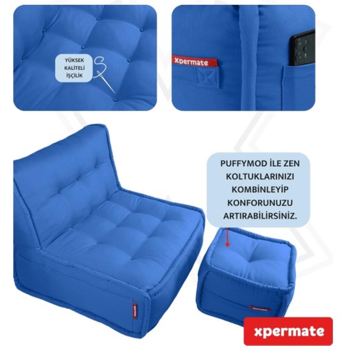 Xpermate x permate Puffymod Dekoratif Kare Puf Orta Sehpa Ayak Uzatma Puf 40 x 40  cm  Mavi