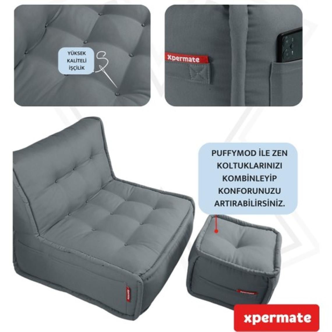 Xpermate x permate Puffymod Dekoratif Kare Puf Orta Sehpa Ayak Uzatma Puf 40 x 40  cm  Gri