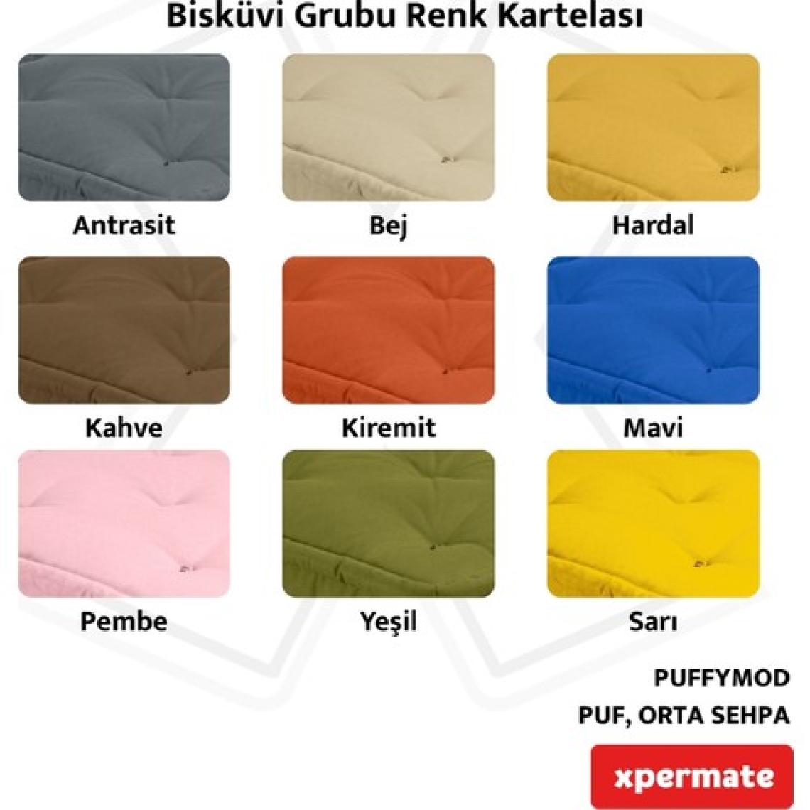 Xpermate x permate Puffymod Dekoratif Kare Puf Orta Sehpa Ayak Uzatma Puf 40 x 40  cm  Kiremit