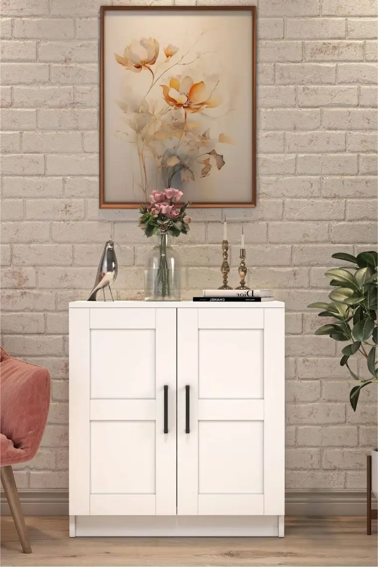 Dekorex KNS-104-Beyaz 2 Kapaklı Konsol