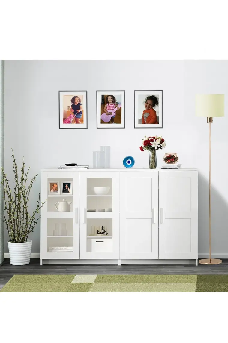 KNS-204-K-Beyaz Camlı 4 Kapaklı Konsol