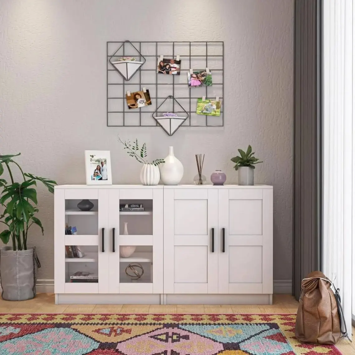 KNS-204-K-Beyaz Camlı 4 Kapaklı Konsol