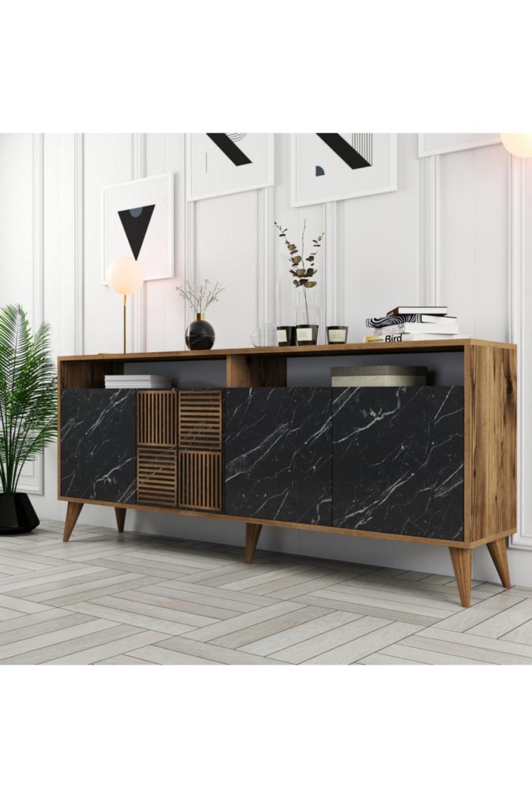 Variant Mobilya Variant Milan 160CM Konsol - Ceviz / Siyah Mermer